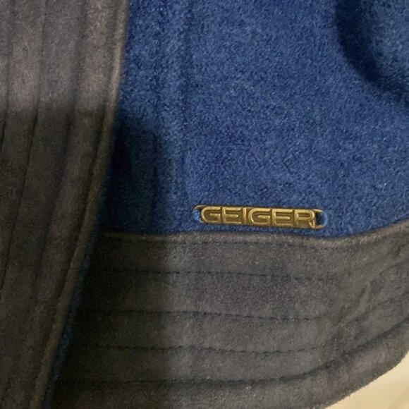 Geiger Tyrol Wool and Leather Cropped Blue and Grey Jacket Women’s Size Small 38 - Picture 3 of 10